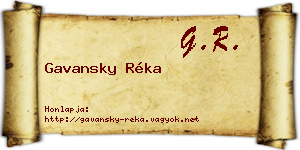Gavansky Réka névjegykártya