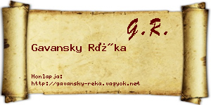 Gavansky Réka névjegykártya